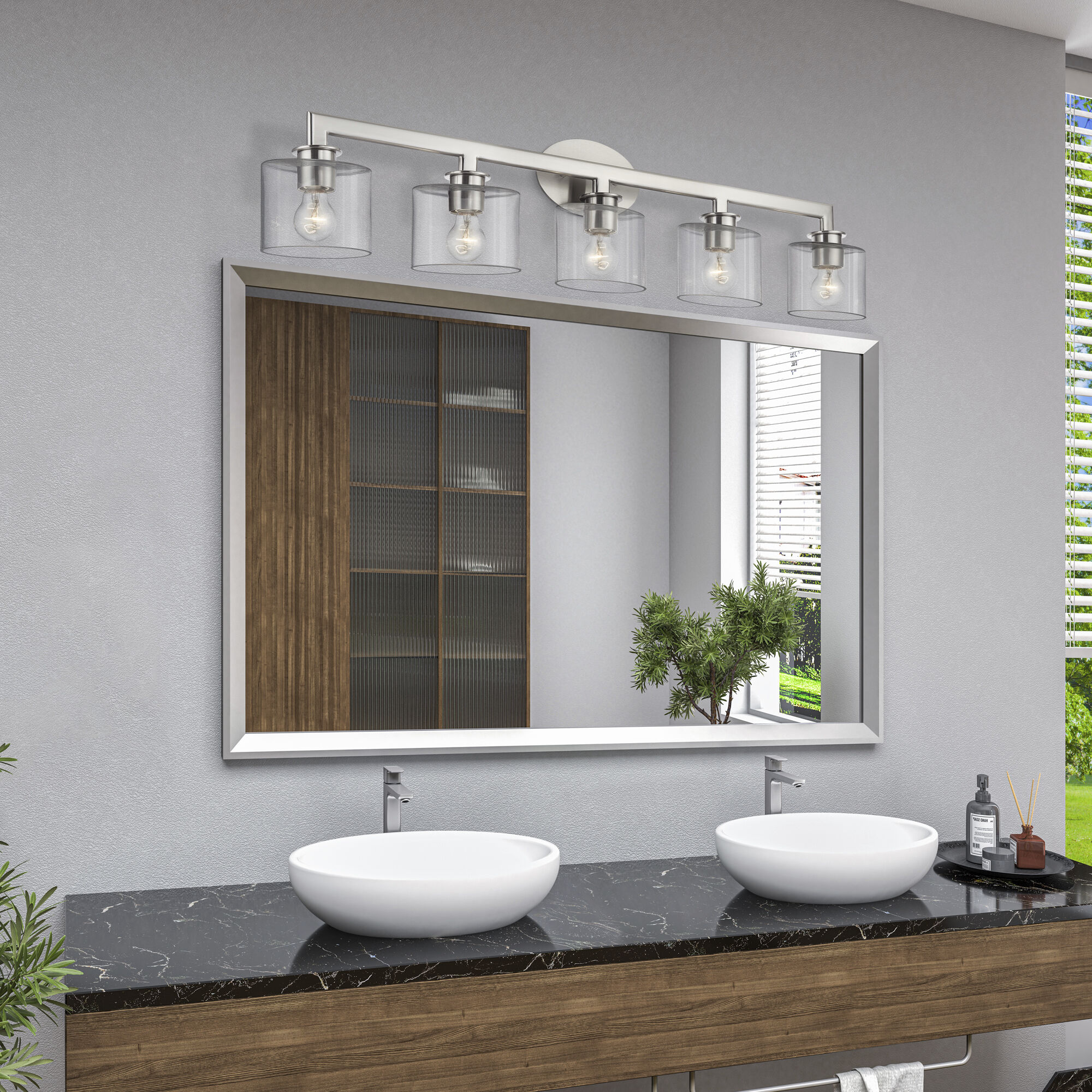 Bernardino 5 Light 44 inch Brushed Nickel Vanity Wall Sconce Wall Light