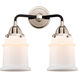 Nouveau 2 Canton LED 14 inch Black Polished Nickel Bath Vanity Light Wall Light in Matte White Glass