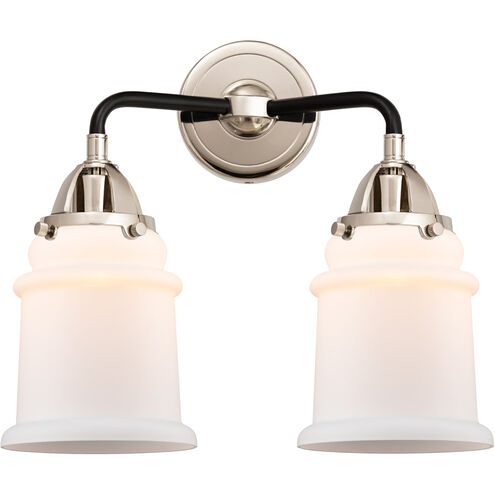 Nouveau 2 Canton LED 14 inch Black Polished Nickel Bath Vanity Light Wall Light in Matte White Glass