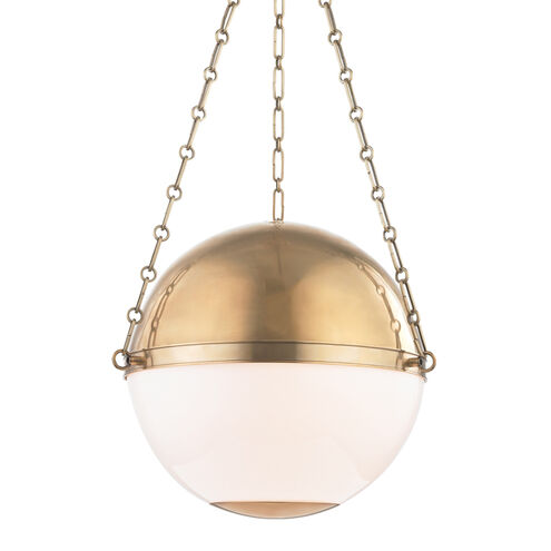 Sphere No.2 3 Light 20.5 inch Aged Brass Pendant Ceiling Light