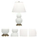 Small Double Gourd 22.75 inch 150 watt Matte Celadon Glazed Ceramic with Antique Natural Brass Accent Lamp Portable Light in Pearl Dupioni