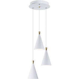 Norsk LED 12.5 inch White and Metallic Gold Multi-Light Pendant Ceiling Light
