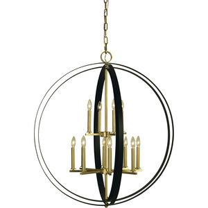 Constellation 12 Light 36 inch Brushed Brass with Matte Black Pendant Ceiling Light