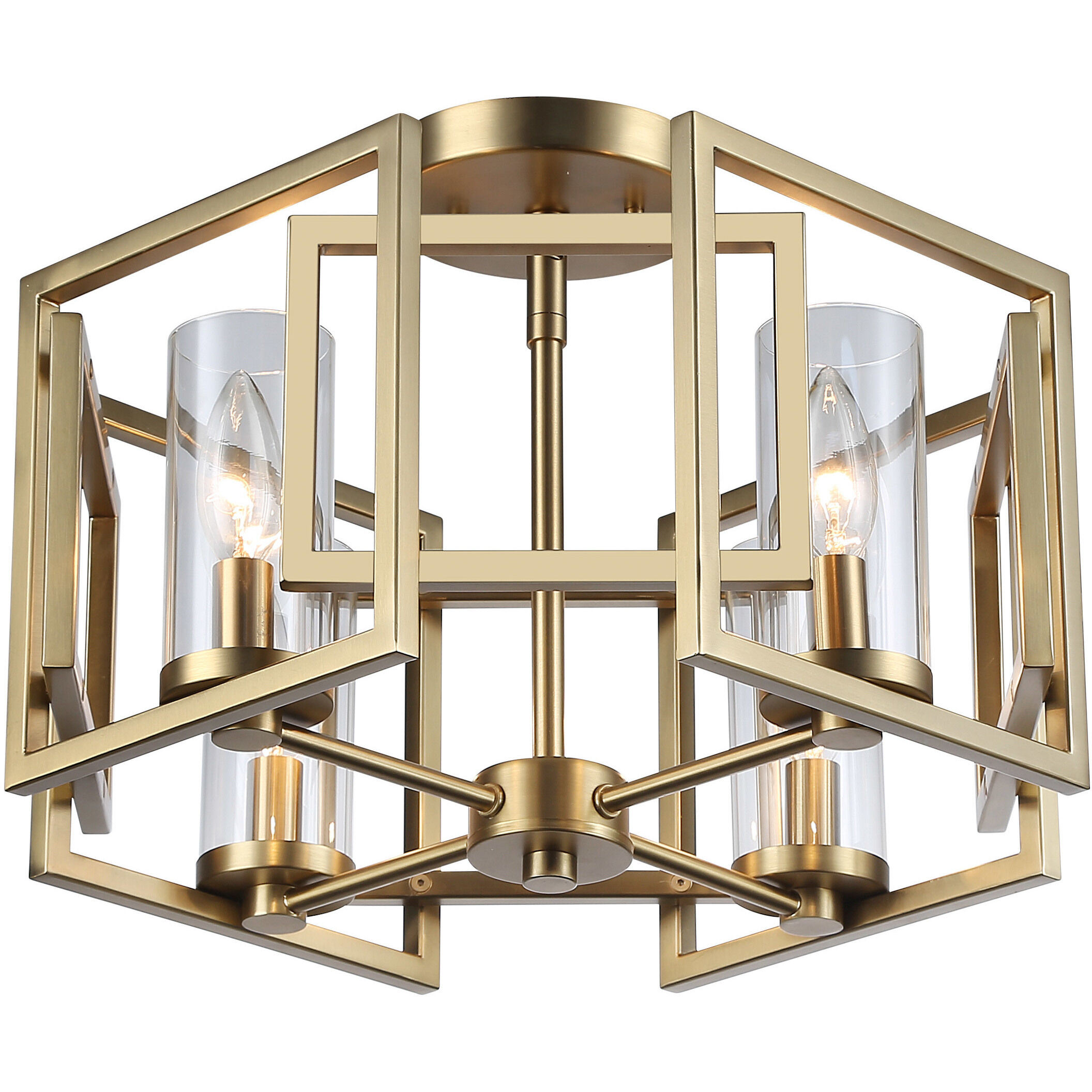 Marco 4 Light 16 inch Brushed Champagne Brass Flush Mount Ceiling Light