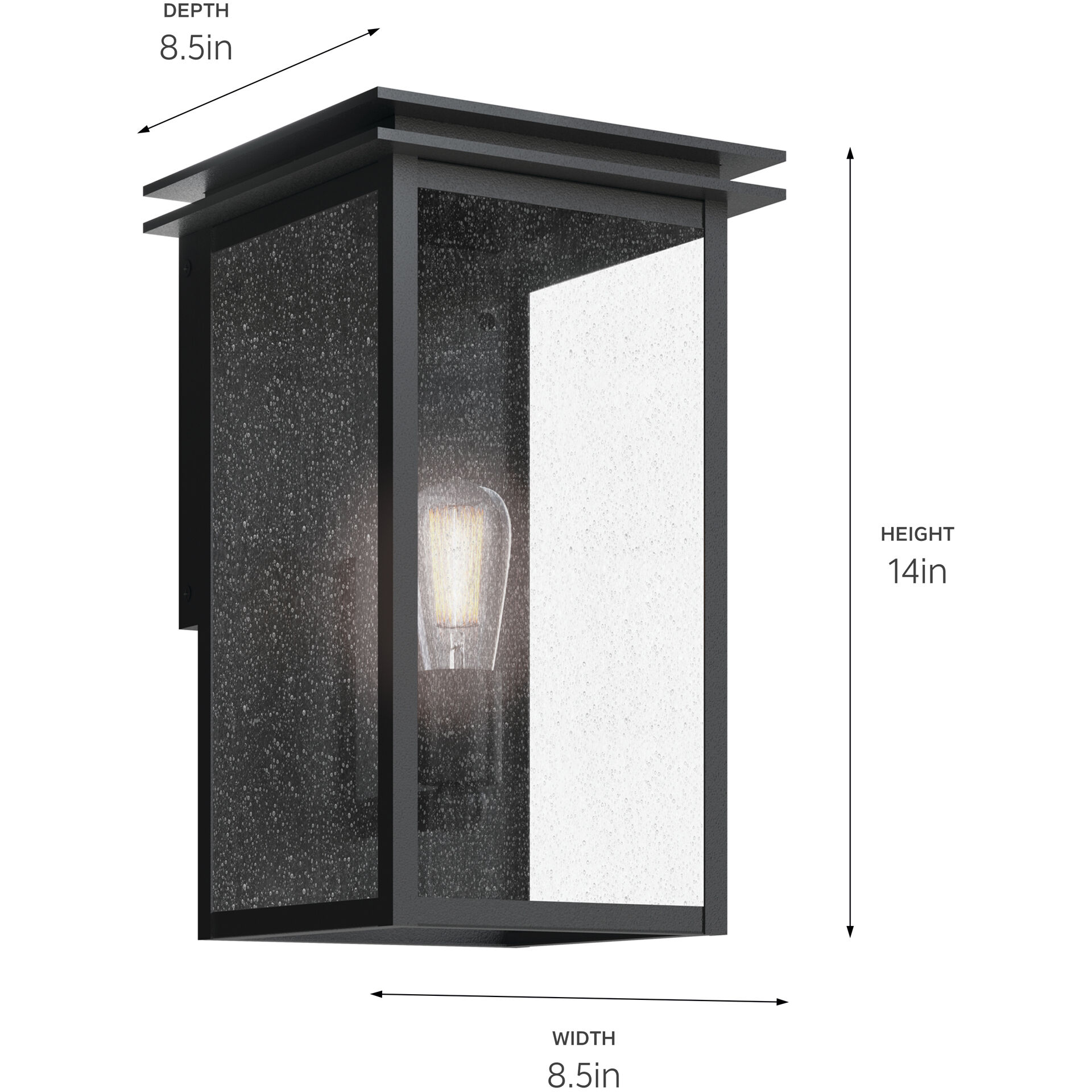 Arkville 1 Light 14 inch Textured Black Outdoor Wall Light, Medium