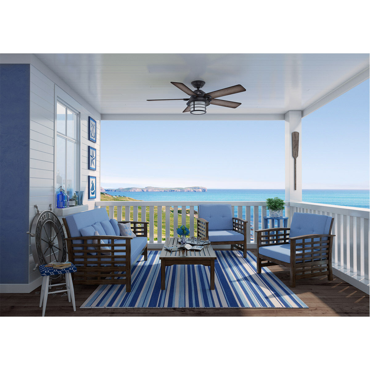 Hunter Fan 59135 Key Biscayne 54 inch Weathered Zinc with Hunter Fan 59135 Key Biscayne 54 inch Weathered Zinc with