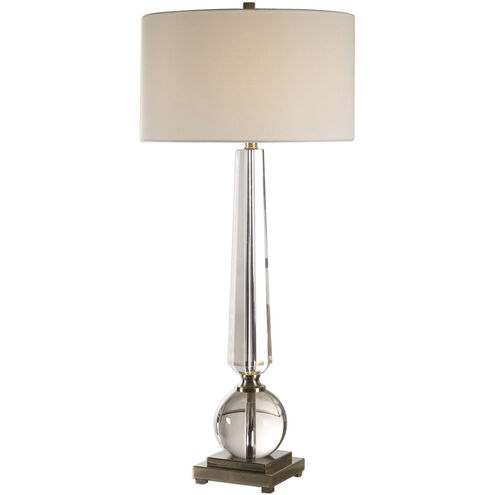 Crista 38 inch 150 watt Crystal and Brushed Nickel Table Lamp Portable Light