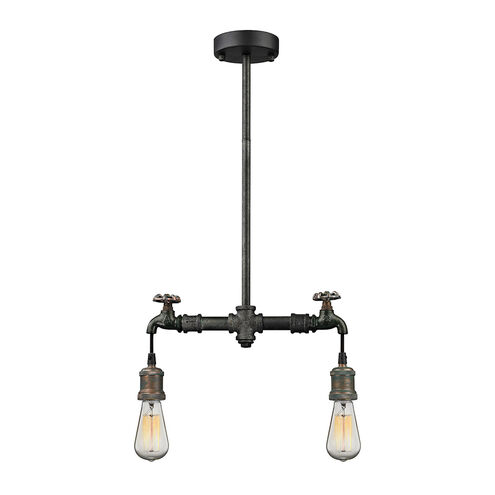 Cocalico 2 Light 2 inch Multi-Tone Weathered Chandelier Ceiling Light, Faucet Motif
