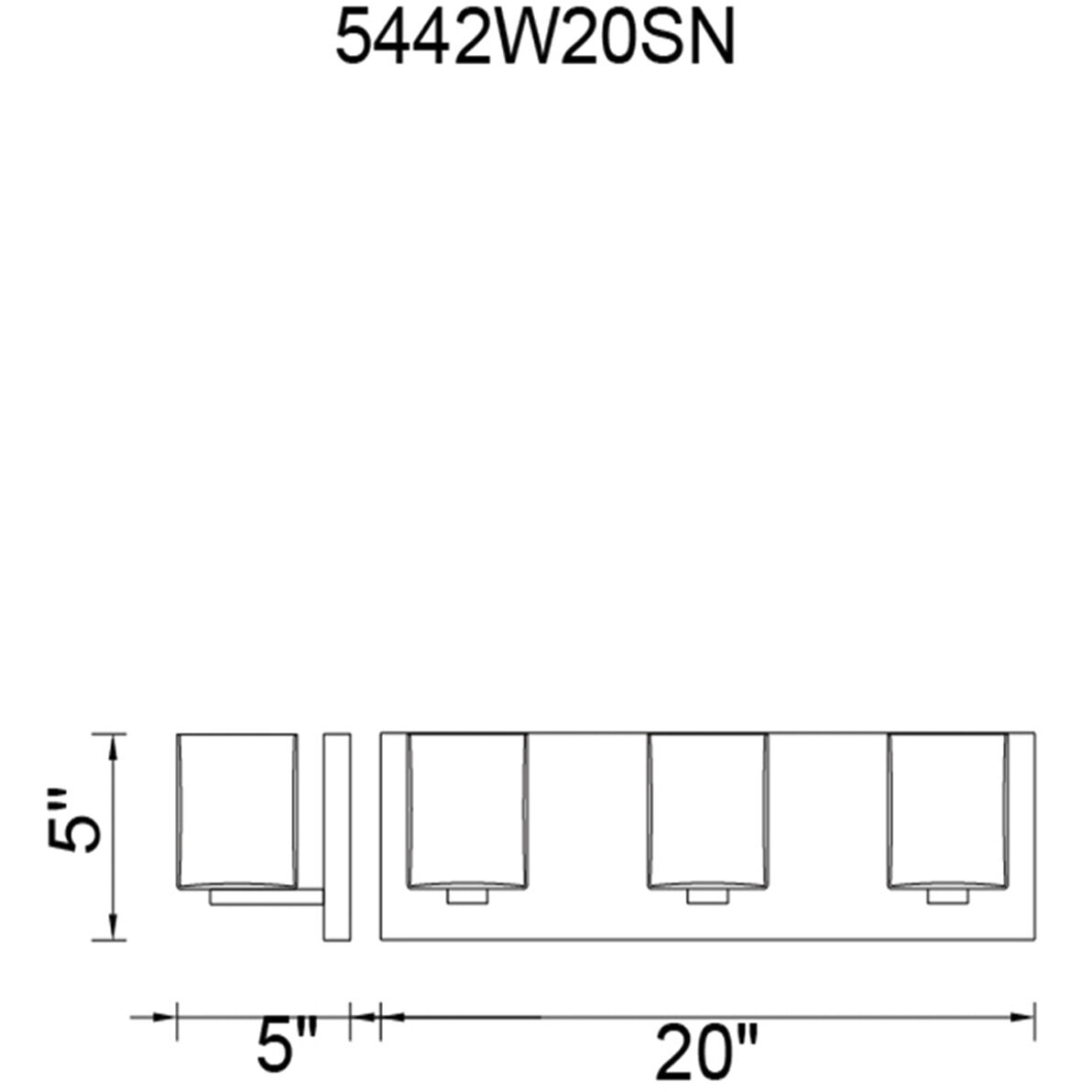 Satin Nickle 3 Light 20 inch Satin Nickel Vanity Light Wall Light