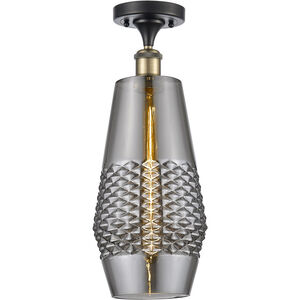 Ballston Windham LED 7 inch Black Antique Brass Semi-Flush Mount Ceiling Light