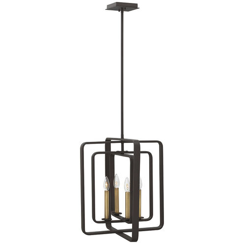 Quentin 4 Light 17 inch Buckeye Bronze with Heritage Brass Indoor Chandelier Ceiling Light