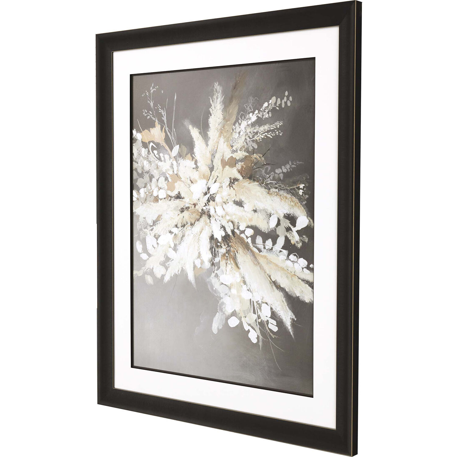 Light Leaves Gray and Beige and Brown and Neutral Framed Art