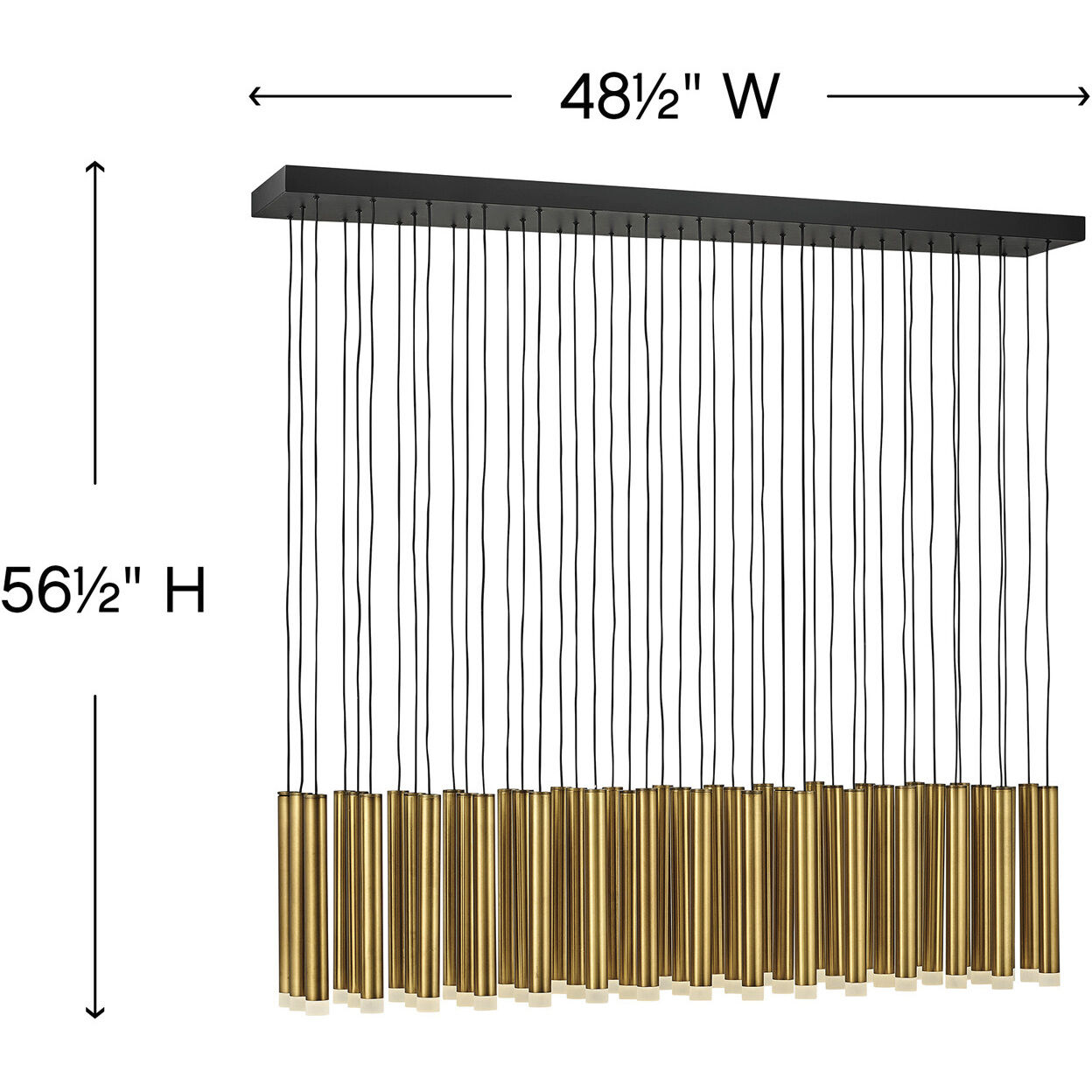 Harmony LED 48 inch Heritage Brass Chandelier Ceiling Light, Linear & Oval