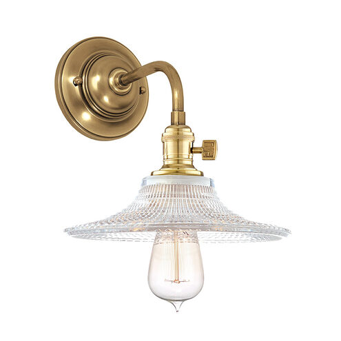 Heirloom 1 Light 9 inch Aged Brass Wall Sconce Wall Light in Ribbed Clear Glass, GS6, No 