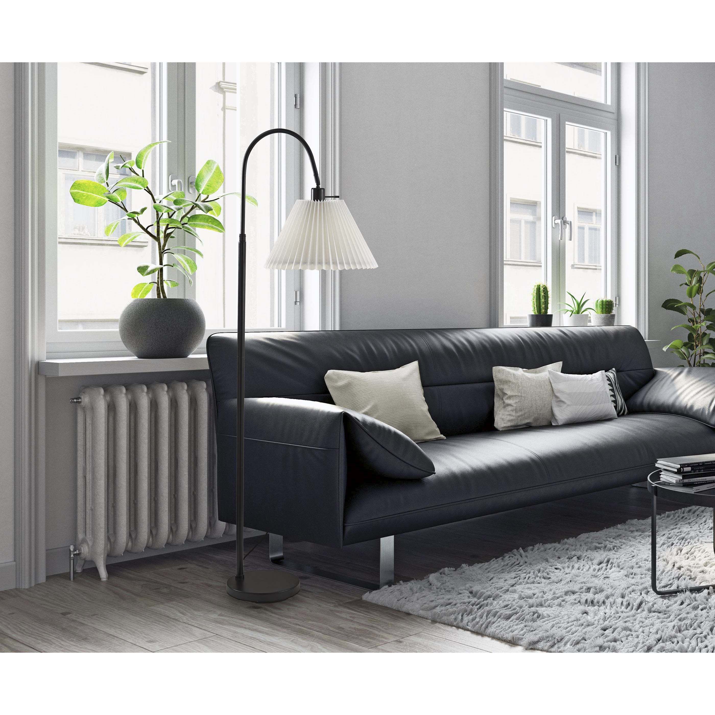 Thalia 58.5 inch 100.00 watt Black Floor Lamp Portable Light, Simplee Adesso