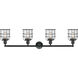 Franklin Restoration Small Bell Cage 4 Light 42 inch Black Antique Brass Bath Vanity Light Wall Light in Clear Glass, Franklin Restoration