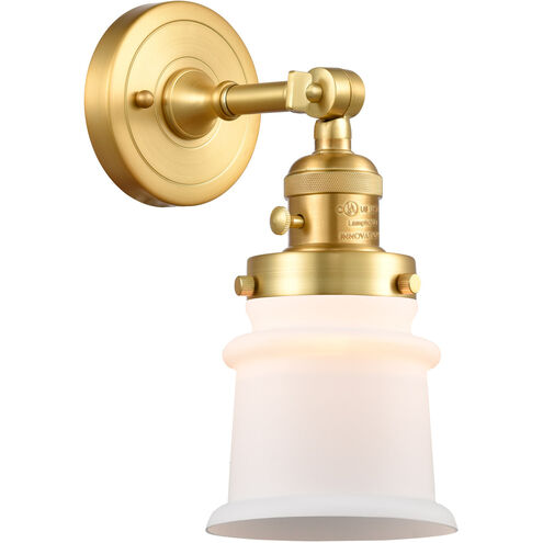 Franklin Restoration Small Canton 1 Light 7 inch Satin Gold Sconce Wall Light in Matte White Glass, Franklin Restoration