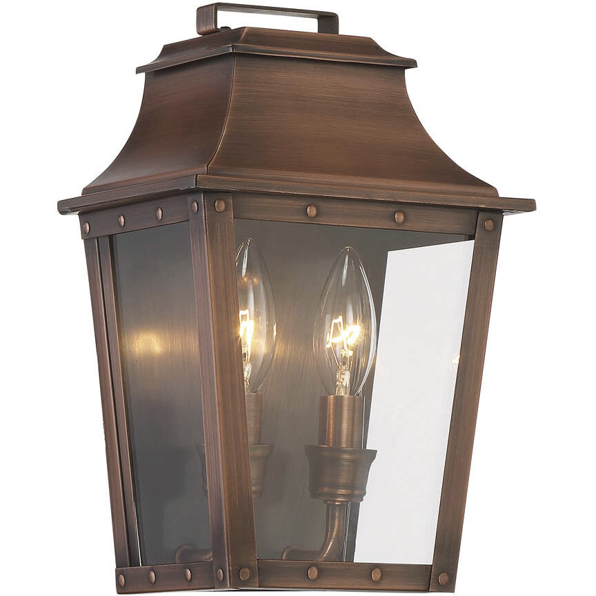 Coventry 2 Light 12 inch Copper Patina Exterior Pocket Wall Mount