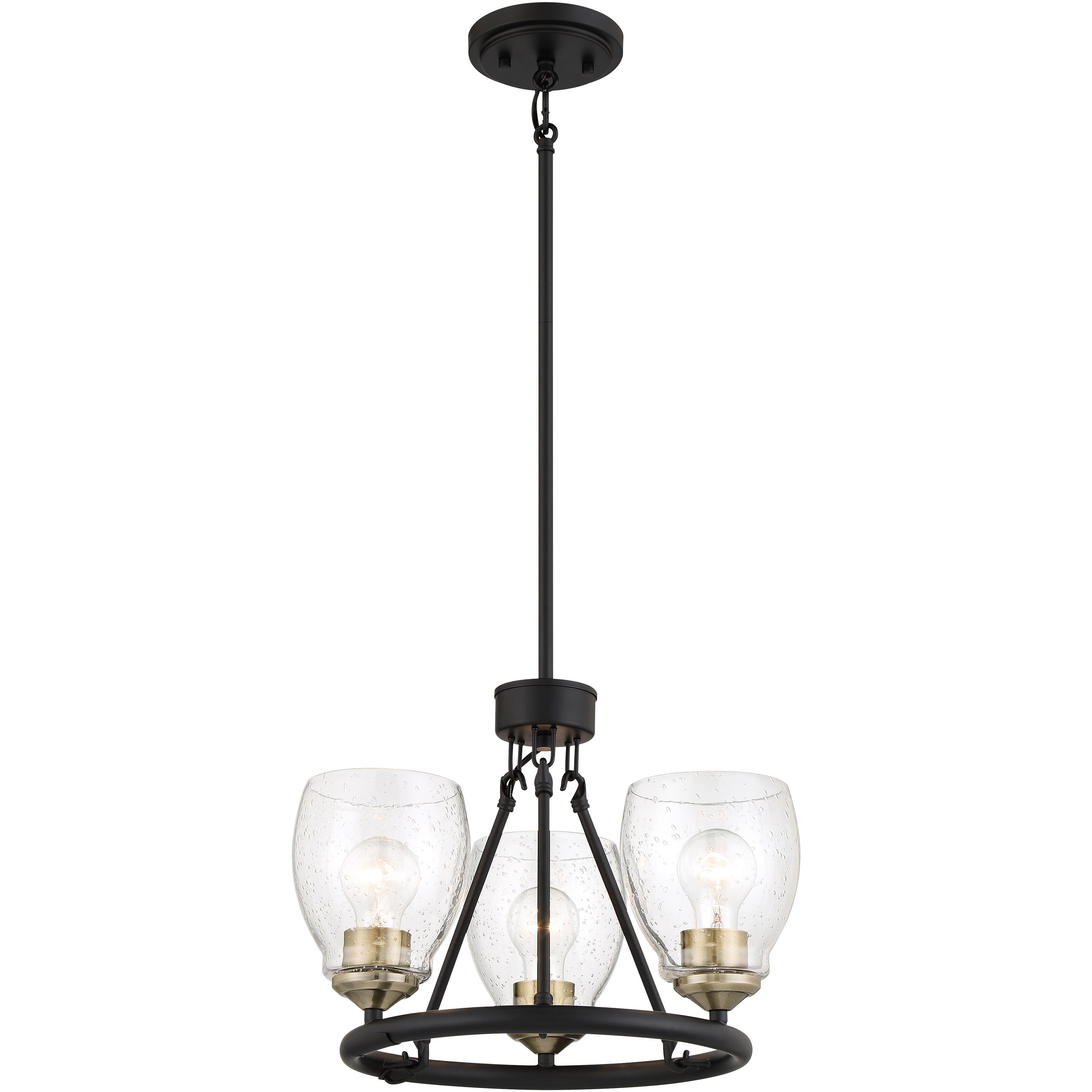 Winsley 3 Light 17 inch Coal And Stained Brass Chandelier Ceiling Light in Coal/Stained Brass