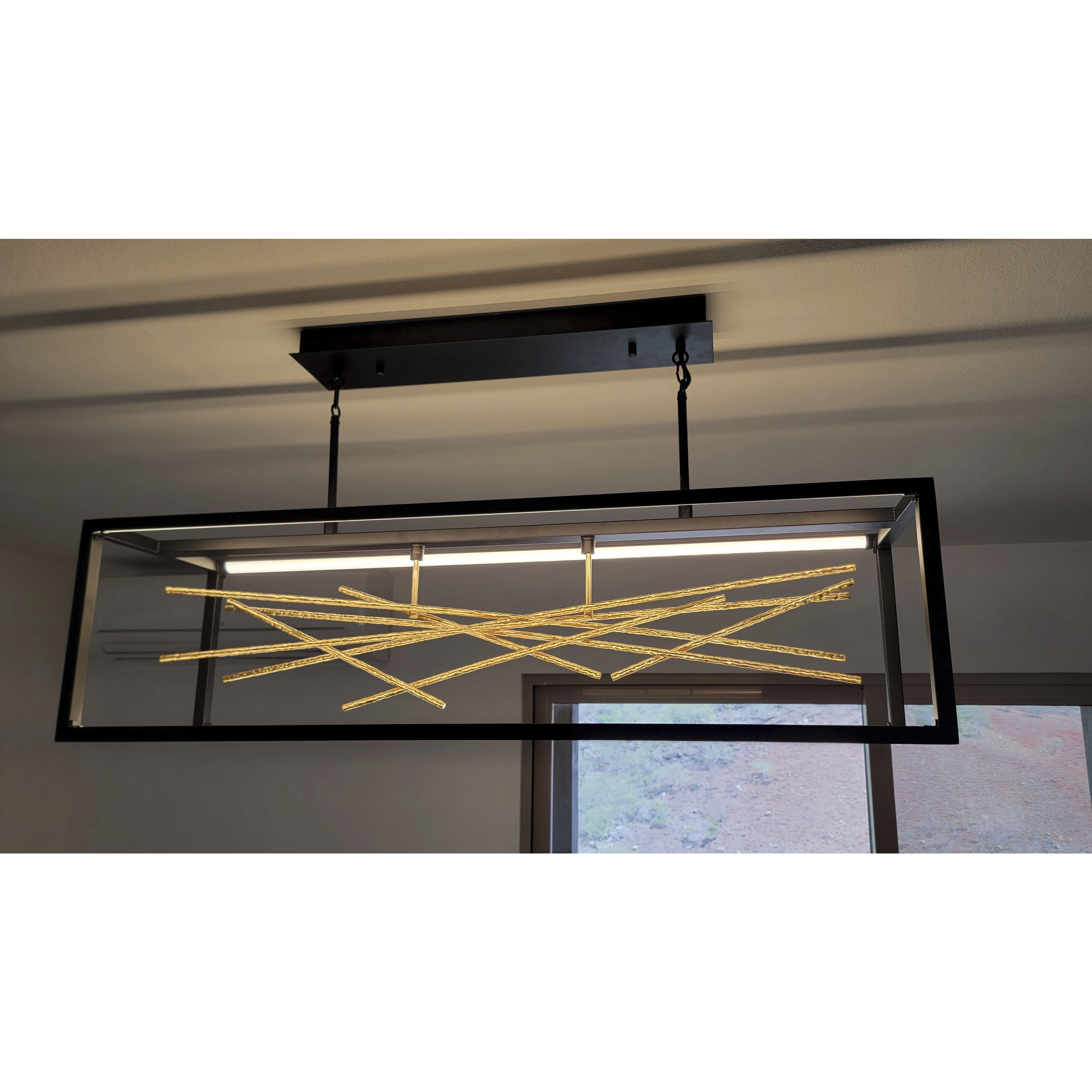 Styx LED 45 inch Black Chandelier Ceiling Light, Linear & Oval
