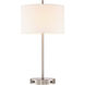 Hotel 13 inch 100 watt Satin Nickel Table Lamp Portable Light, Non-Bolt Down Stand 