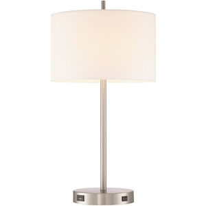 Hotel 13 inch 100 watt Satin Nickel Table Lamp Portable Light, Non-Bolt Down Stand 