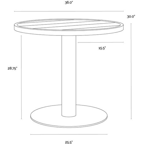 Merano 36 X 30 inch Black Outdoor Bistro Table, Round