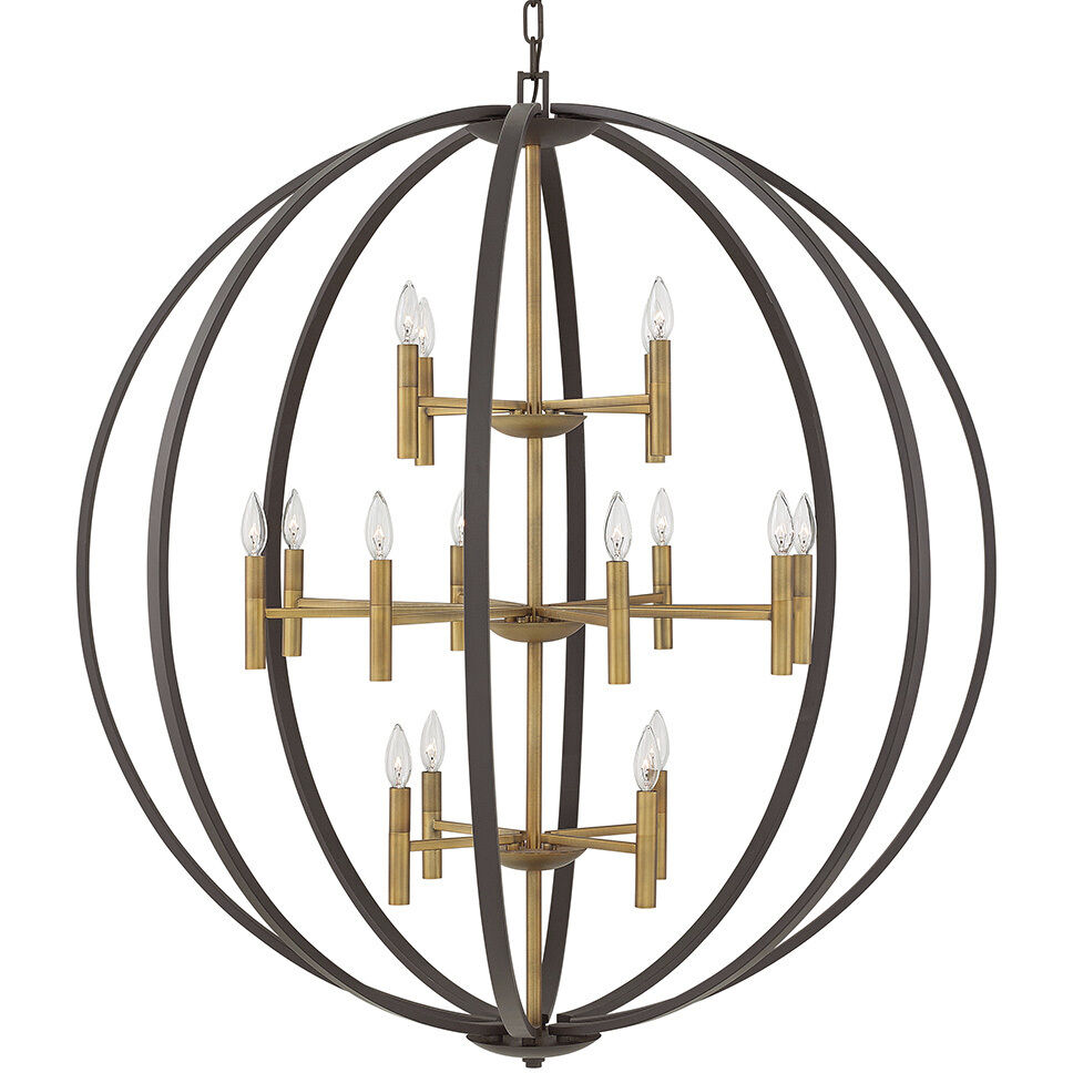 Euclid 16 Light 44 inch Spanish Bronze with Heirloom Brass Indoor Chandelier Ceiling Light