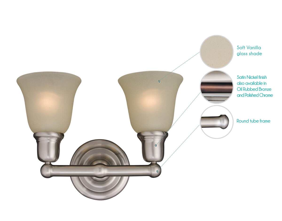 Bel Air 2 Light 15.5 inch Satin Nickel Bath Light Wall Light