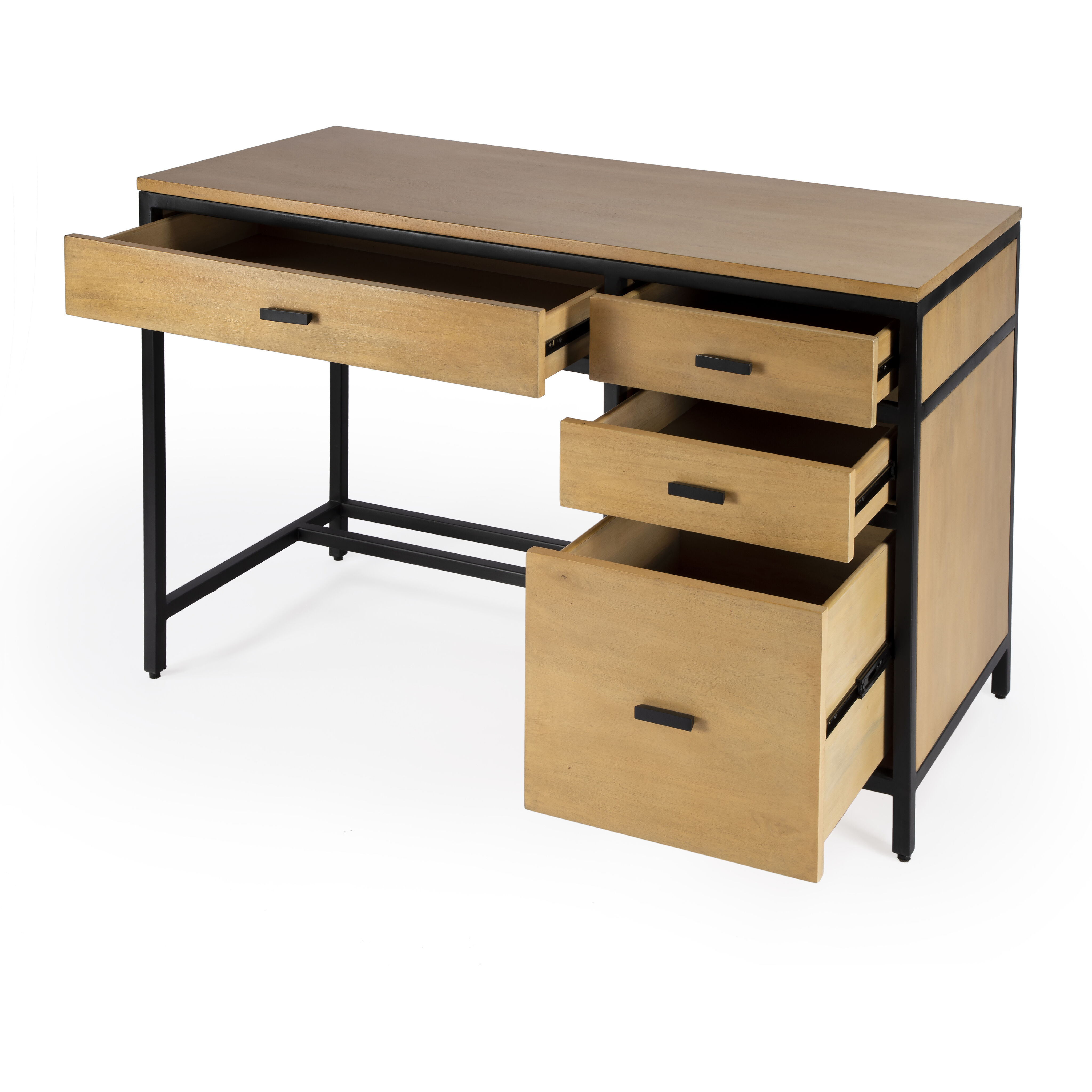 Hans Natural Wood Storage Desk in Light Brown