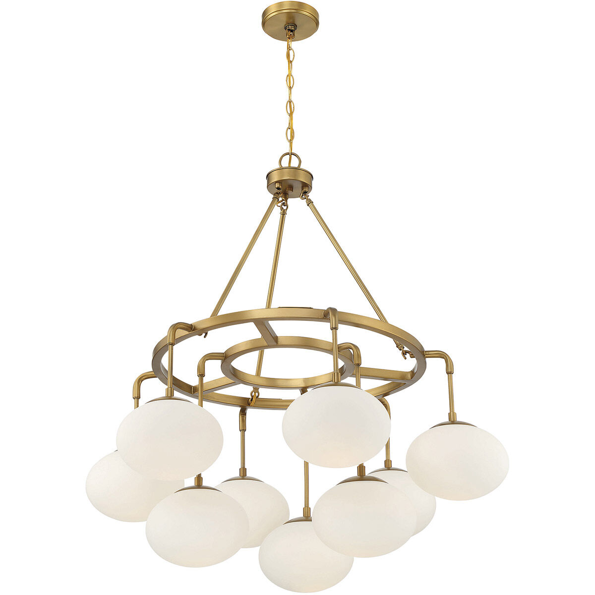Modern 9 Light 34 inch Natural Brass Chandelier Ceiling Light