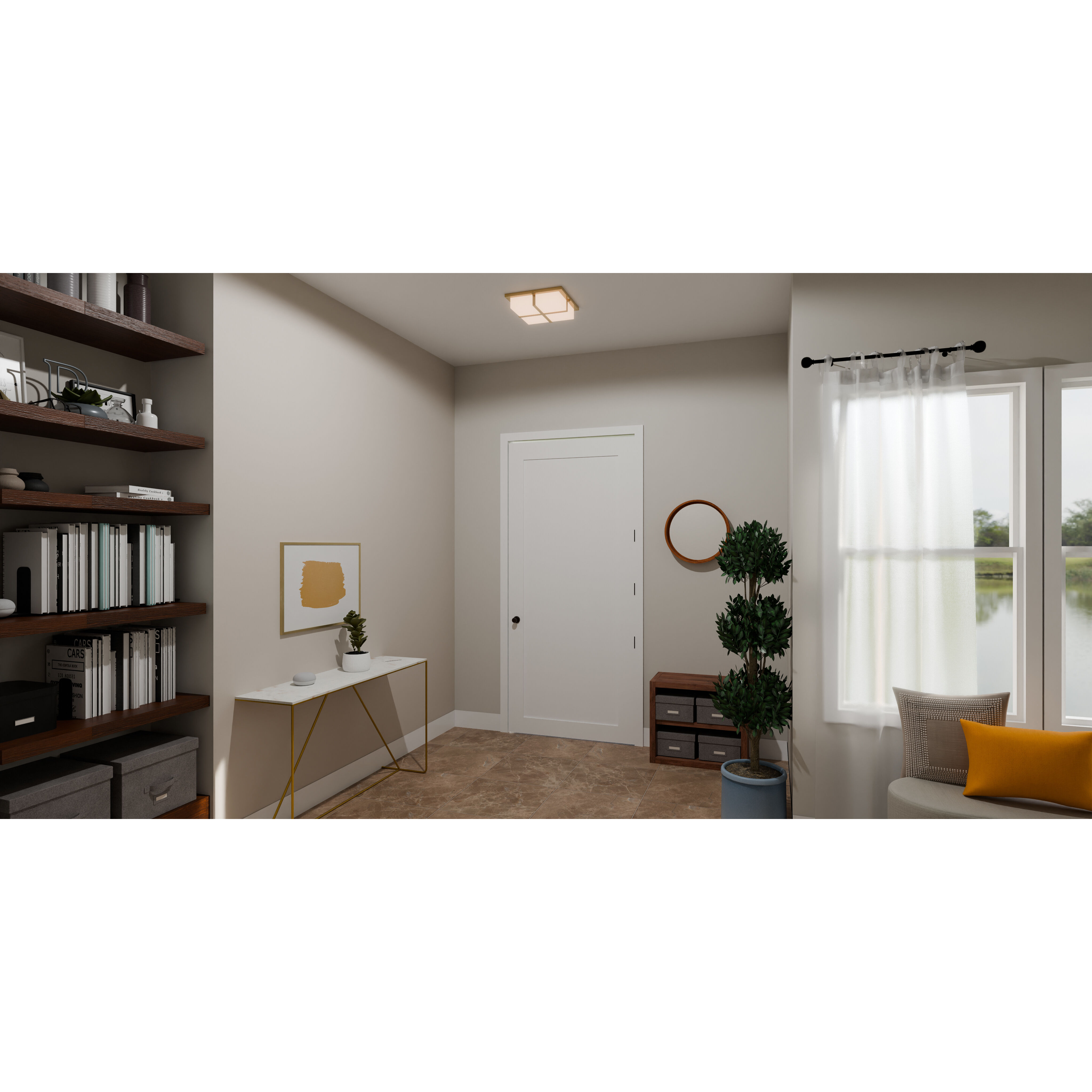 Armstrong LED 14 inch Brushed Gold Flush Mount Ceiling Light, Medium