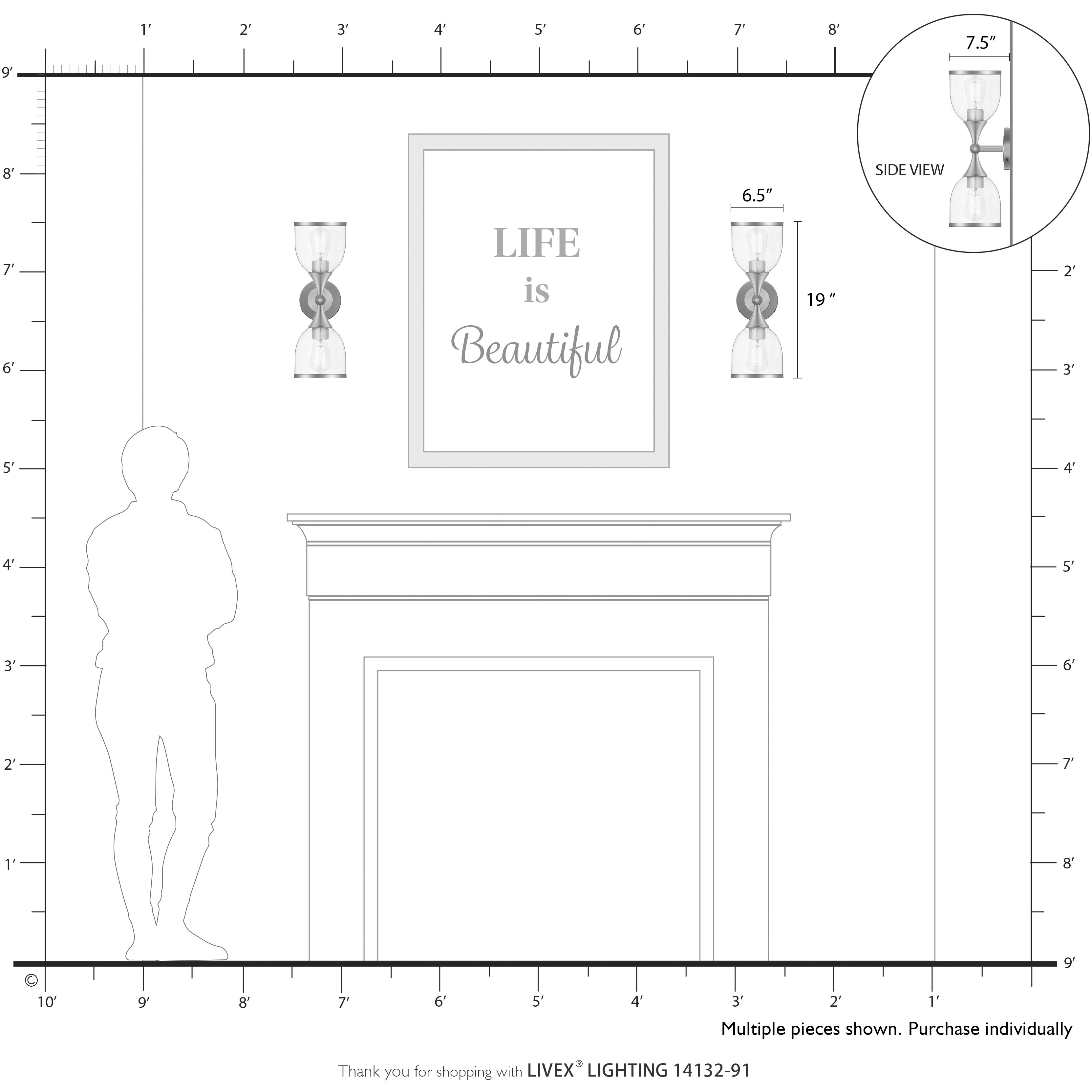 Ashridge 2 Light 6.5 inch Brushed Nickel Vanity Wall Sconce Wall Light