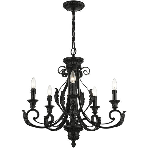 Valencia 5 Light 25 inch Shiny Black Chandelier Ceiling Light