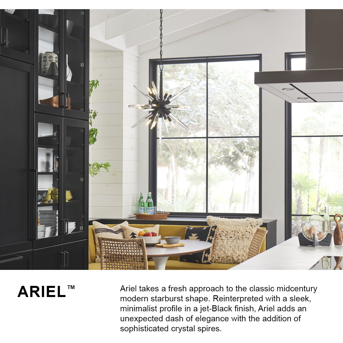 Ariel LED 36 inch Black Chandelier Ceiling Light, Orb