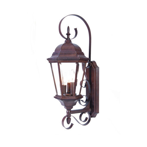 New Orleans 3 Light 25 inch Burled Walnut Exterior Wall Mount