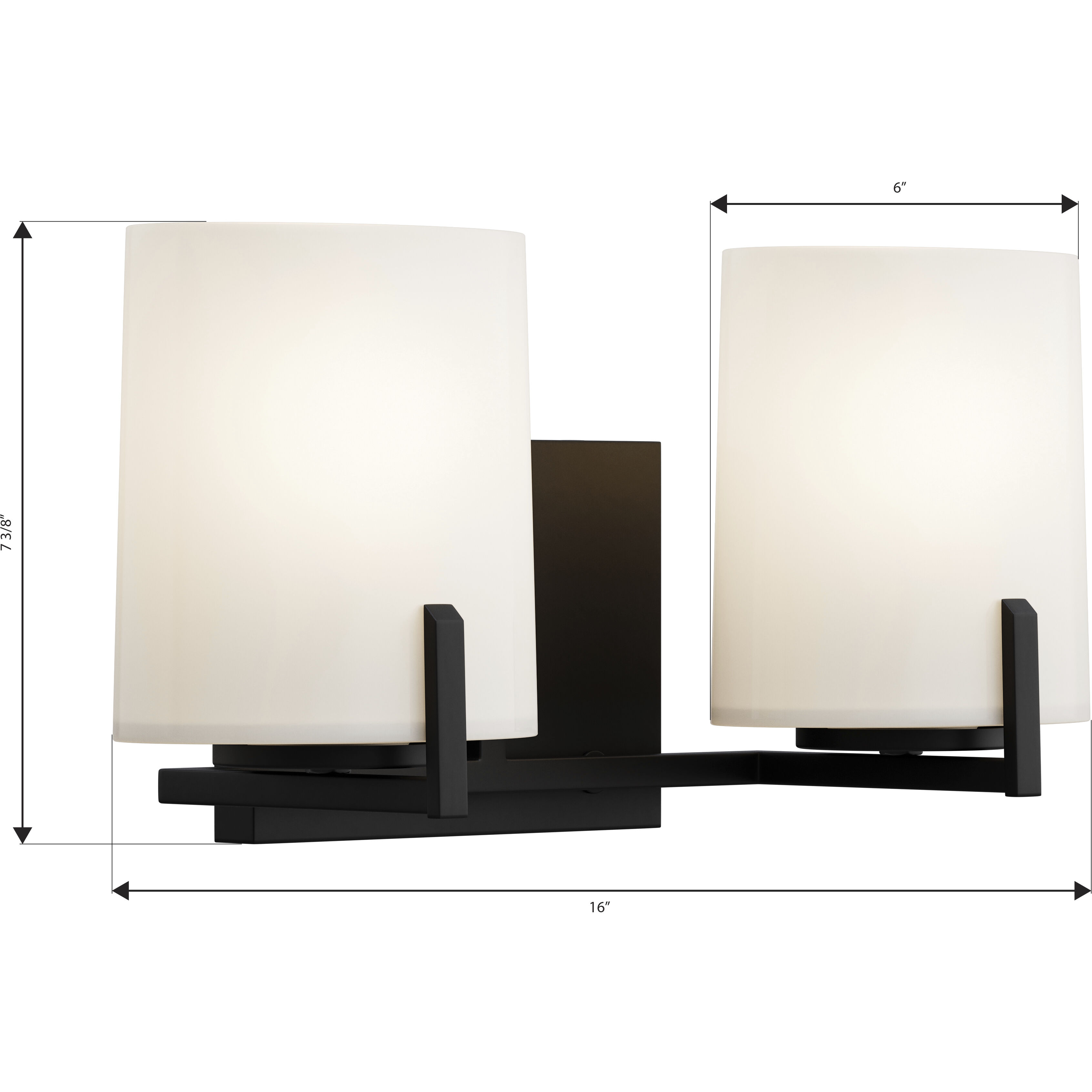 Mirelle 2 Light 16 inch Dark Matte Black Vanity Wall Light