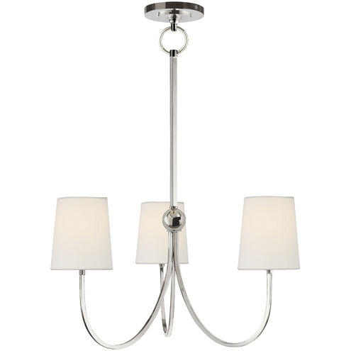 Thomas O'Brien Reed 3 Light 20 inch Polished Nickel Chandelier Ceiling Light in Linen, Small