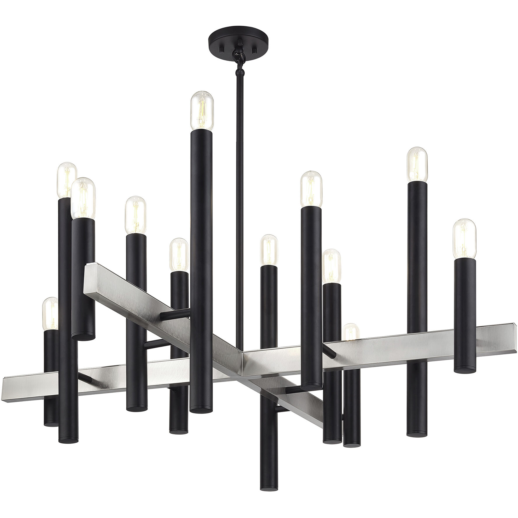 Helsinki 12 Light 44 inch Black with Brushed Nickel Accents Chandelier Ceiling Light