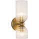 Alora Mood Nelly Wall/Vanity Light Wall Light in Brushed Gold, Clear Ribbed Glass Shade