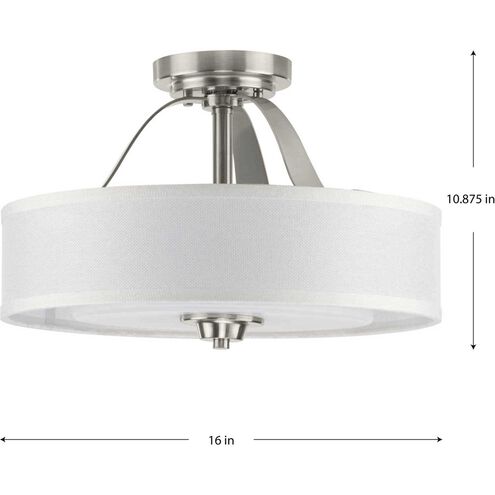 Kene 2 Light 16 inch Brushed Nickel Semi-Flush Mount Convertible Ceiling Light