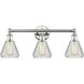 Conesus 3 Light 24 inch Polished Nickel and Clear Crackle Bath Vanity Light Wall Light