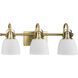 Preston 3 Light 22.12 inch Vintage Brass Vanity Light Wall Light