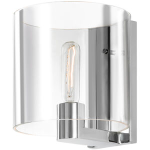 Delano 1 Light 8 inch Polished Chrome Sconce Wall Light in Clear Glass