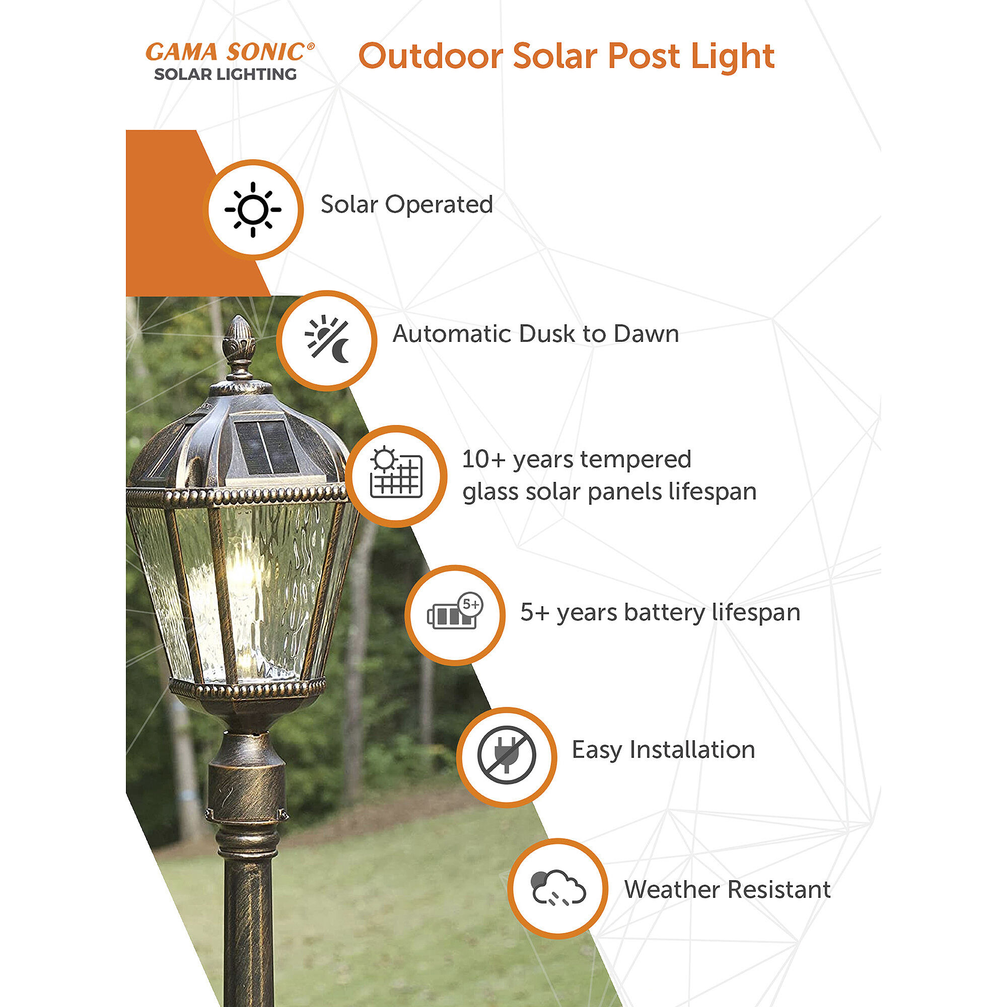 Royal LED 18 inch Brushed Bronze Post Light, Solar