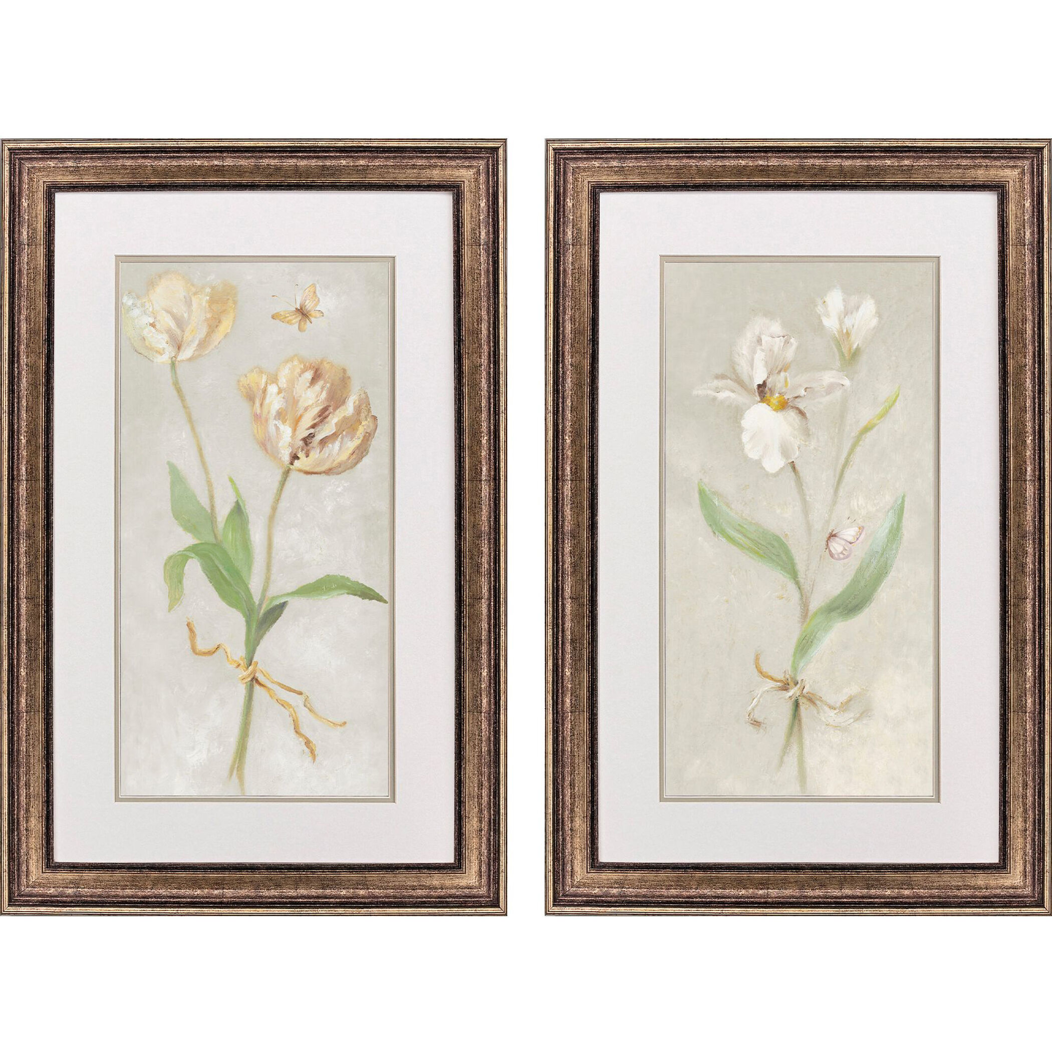 Tulip & Iris Beige and Gray and Green and White Framed Art, Propac