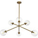 Alora Mood Cassia 6 Light 39.5 inch Aged Gold Chandelier Ceiling Light in Clear Glass Shade