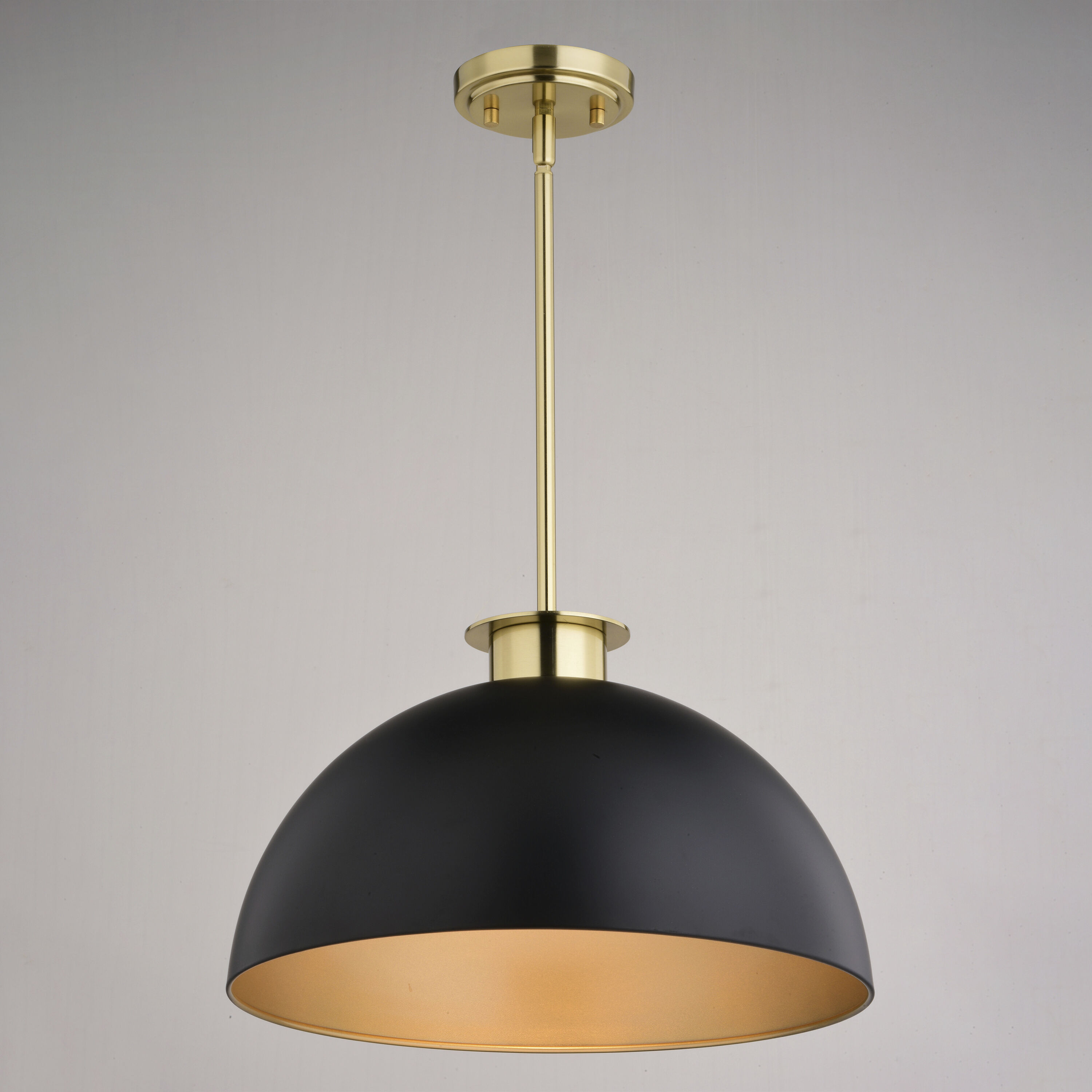 Devon LED 15.75 inch Matte Black and Satin Brass Pendant Ceiling Light