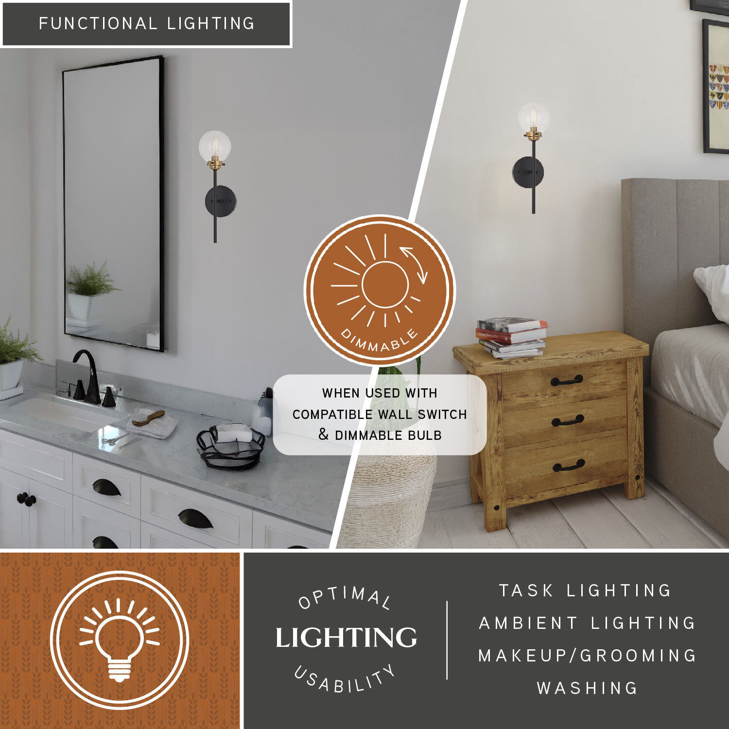 Orbit LED 5 inch Muted Brass and Oil Rubbed Bronze Wall Light in 1