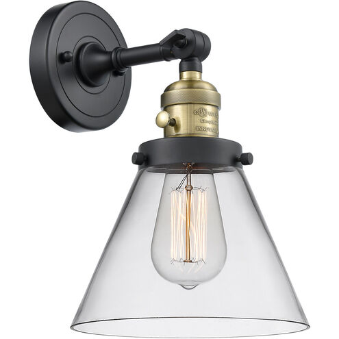 Franklin Restoration Large Cone LED 8 inch Black Antique Brass Sconce Wall Light, Franklin Restoration